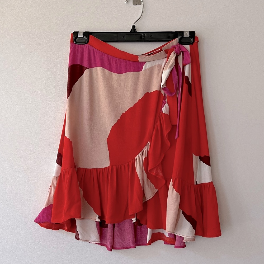 ZARA Wrap mini skirt abstract pink pattern - Picture 1 of 4